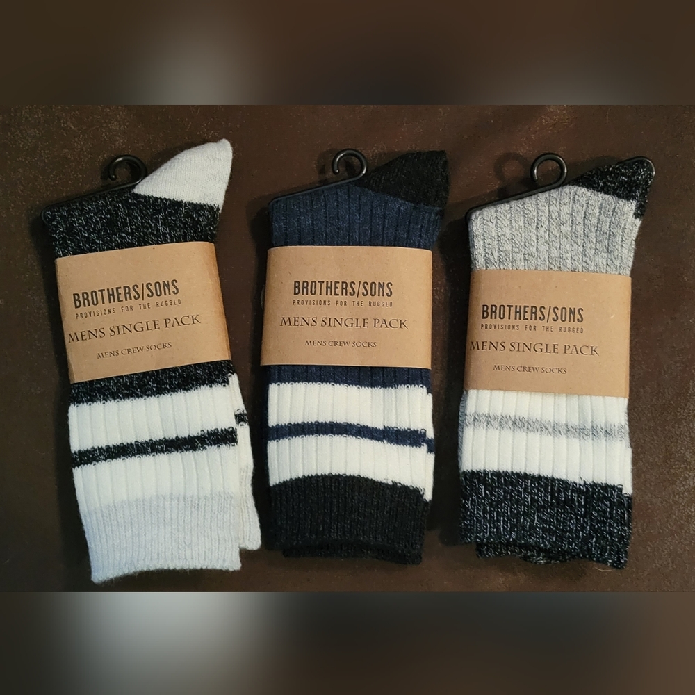 3 Pairs Brother/Sons Men's Crew Socks, size L